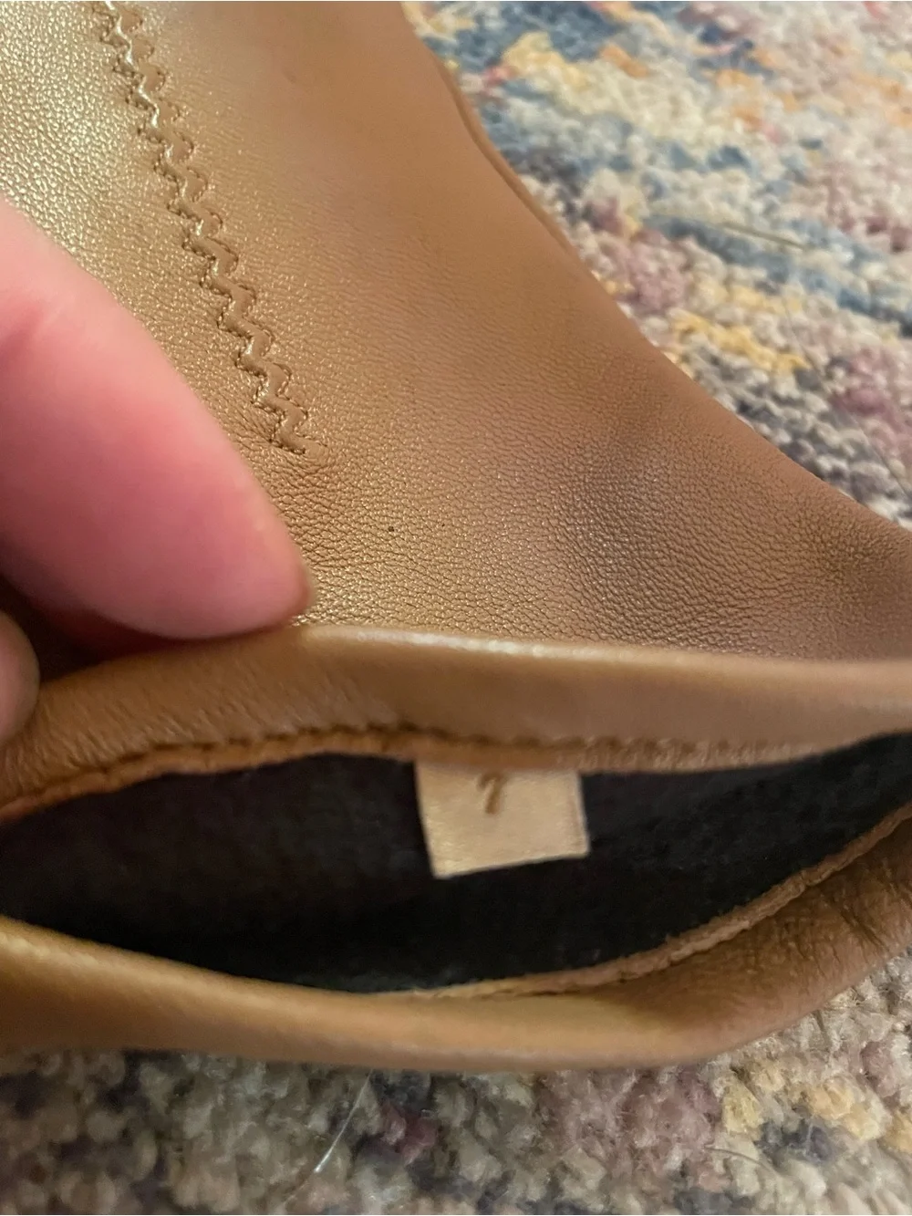 Fownes Tan Leather Gloves with Decorative Stitching